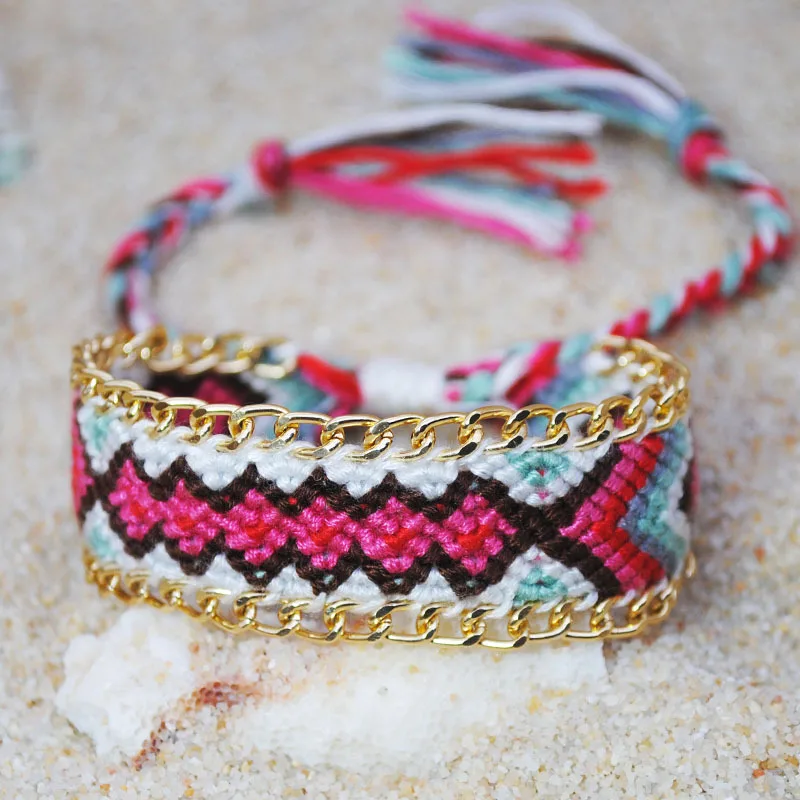 Boho paint красочные Каури Seashell цепи звено границы ручной работы браслет для женщин Femme Восточной Европы Стиль Ювелирные изделия с кистями группа - Окраска металла: Платиновое покрытие