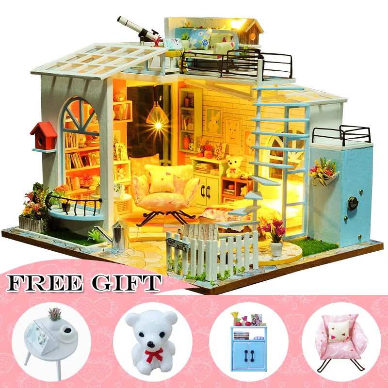 Cutebee Каса Кукольный дом миниатюрная мебель кукольный домик DIY Миниатюрные домики комната коробка театральные игрушки для детей Каса Кукольный дом A04A - Цвет: M20A