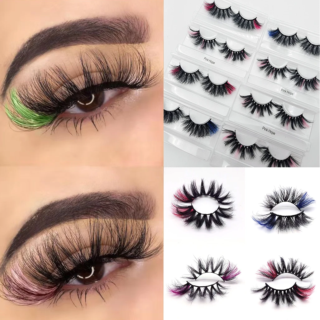 Wholesale Color Eyelash Mink 3d Fake Lashes Natural Long 25mm Colored