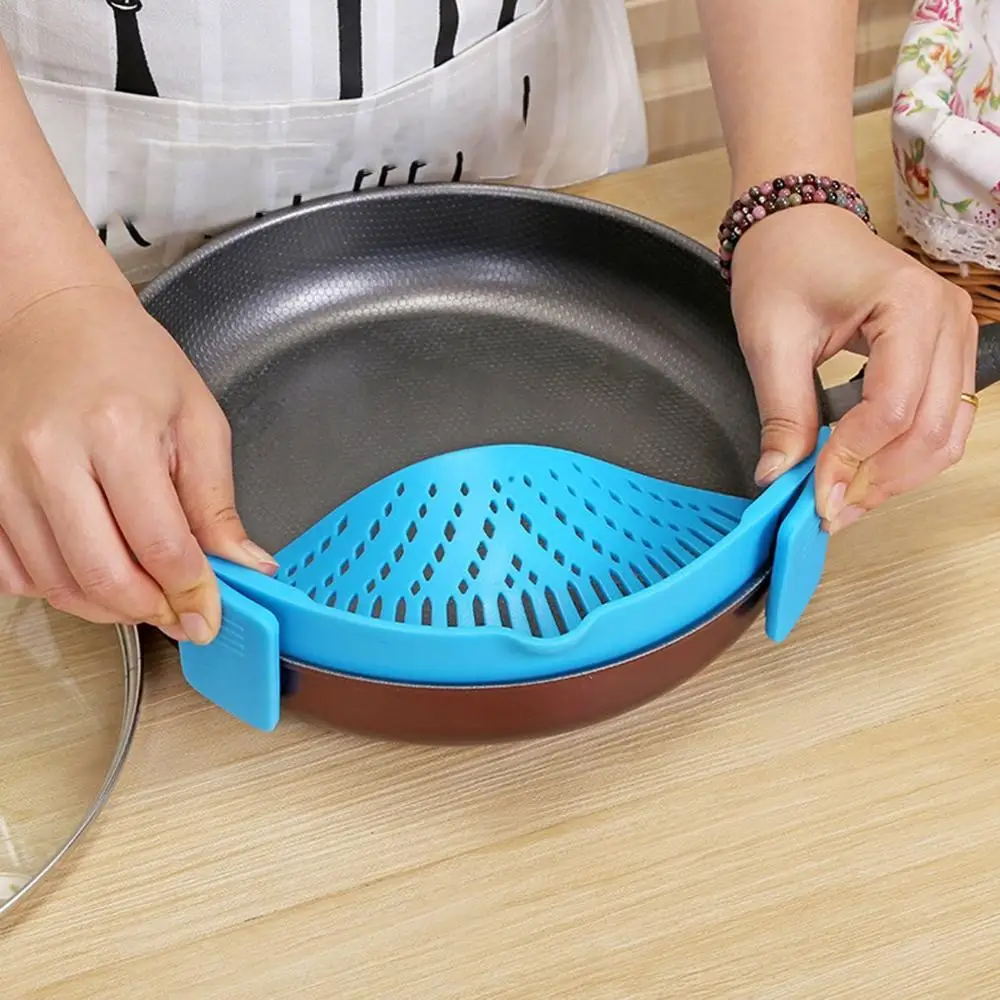 A2610 Kitchen Drainer Silicone Pot Side Vegetable Pouring Vegetable Drainer Household Filter Water Noodle Leakproof Drainer