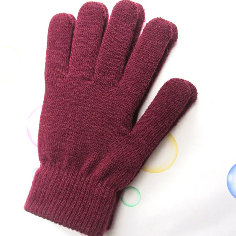 Зимние перчатки для взрослых плюс бархат утолщение согреться перчатки эластичный сила Вязание полный палец перчатки на каждый день - Color: Red