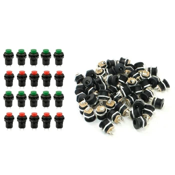 

20 Pcs 1.2Inch Thread Cap Push Button Switch OFF-ON & 50 Pcs DC Power Plug DC-022 5.5-2.1mm Hole