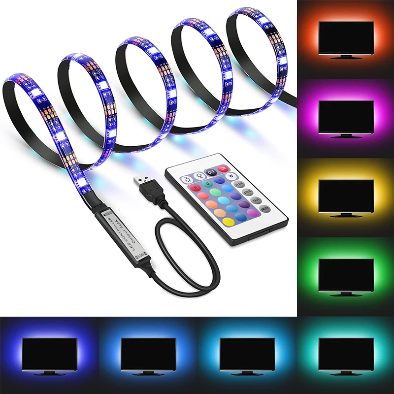 

СВЕТОДИОДНАЯ лента SMD 5050 с питанием от USB и пультом ДУ, 5 в пост. Тока