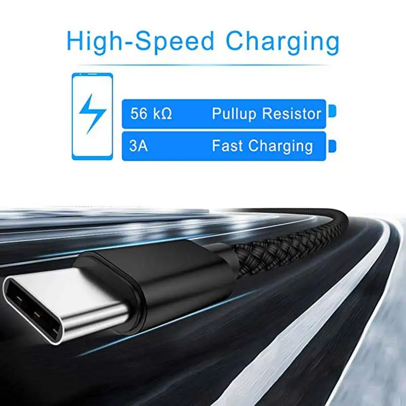 Usb type C зарядный кабель с нейлоновой оплеткой зарядный шнур, работает с samsung Galaxy Note 9 8 S8 S9 S10 10 Plus S10E S10+, LG V50 V40