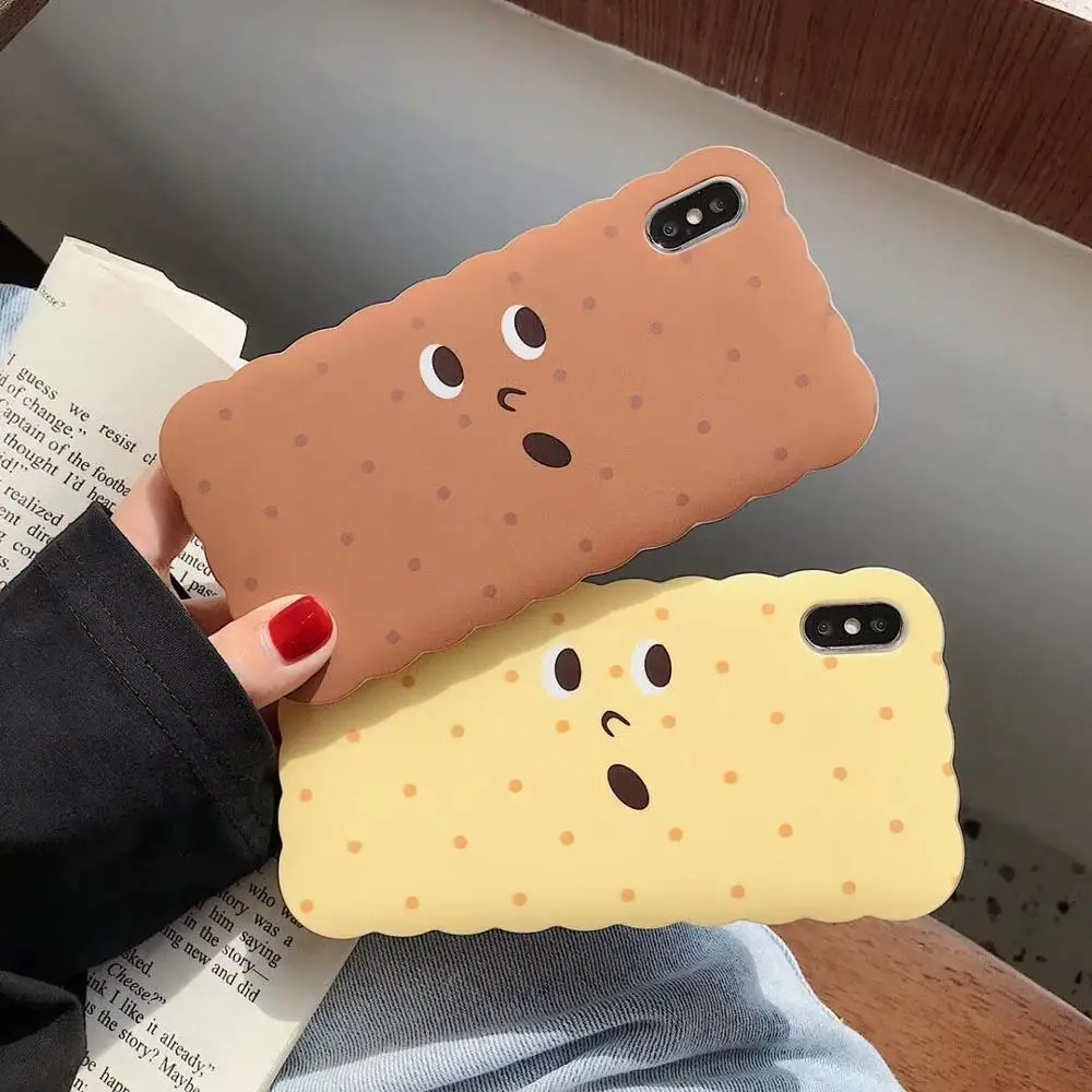 

ORYKSZ Lovely Cartoon Biscuit Silicon Phone Case For iphone 7 XS Max Case For iphone X XR 6 6S 7 8 Plus Fashion Soft Cover Capa