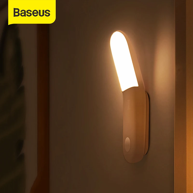 Baseus PIR LED Motion Sensor Light Y-Shape Aisle Light Magnetic Bedside Emergency Night Light Closet Wardrobe Stairs 0.5W USB