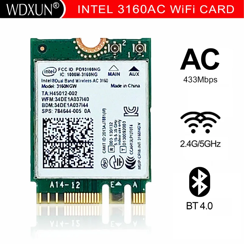 Двухдиапазонный беспроводной адаптер Intel 3160NGW AC 3160 3160ac ac3160 802.11ac Wi-Fi + Bluetooth для