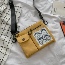 Онлайн знаменитостей маленькая черная сумка простая Женская холщовая широкополосная Студенческая Универсальная Мода для девочек