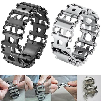 

Multi Tool Bracelets Stainless Steel Outdoor Bolt Driver Tool Kit Screwdriver Hand Chain Field Survival Bracelet for Camping