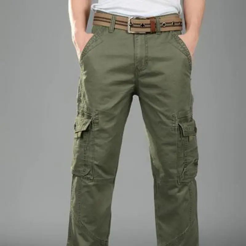 Army Green Мужские брюки Карго повседневные мужские брюки мешковатые обычные хлопковые брюки мужские военные тактические брюки с несколькими карманами - Цвет: Army Green