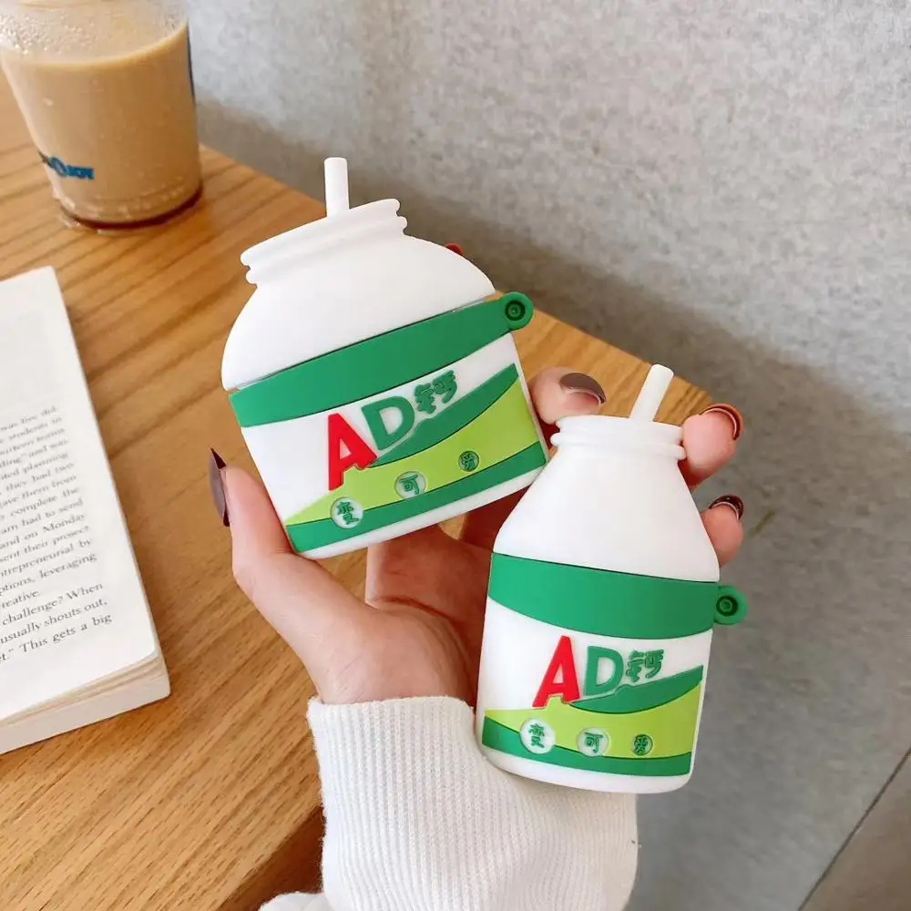 

Suitable for airpods pro case 3D stereo AD calcium milk silicone sleeve for Apple airpods 2 charging box protection box