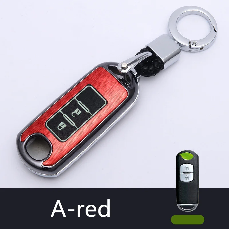 A-red keychain Пластик световой разноцветные, алюминиевые брелок для автомобильных ключей, чехол КРЫШКА ДЛЯ Mazda 2 3 6 Axela Atenza CX-5 CX5 CX-7 CX-9 авто аксессуары - Название цвета: A-red keychain