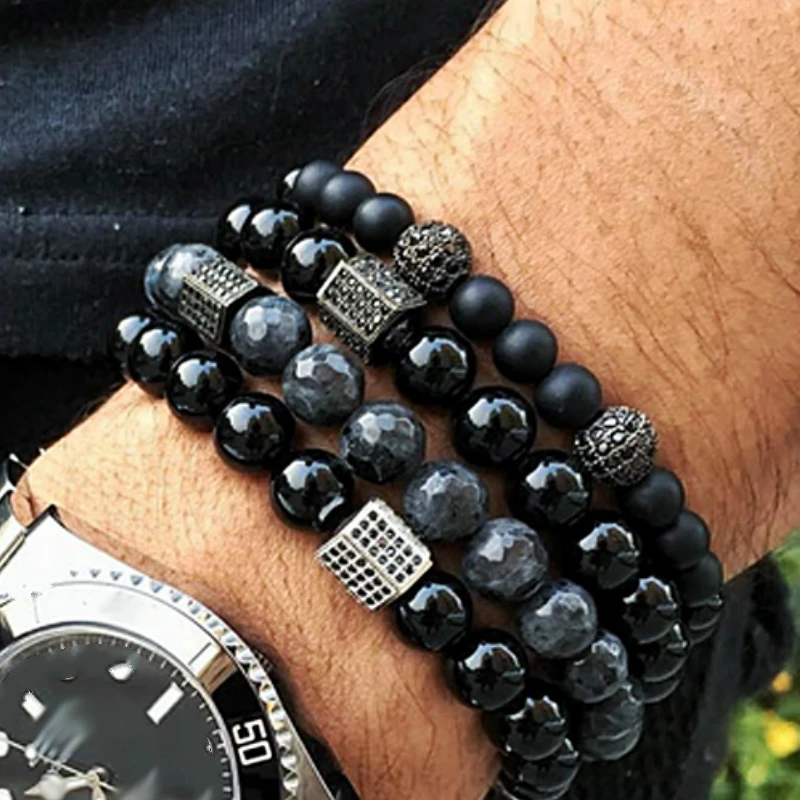 Bracelet Men/stone/bracelet 8mm Natural Stone Lava bead Beaded
