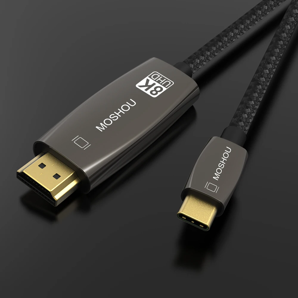 Moshou USB C to HDMI-Compatible Cable HDR 8K@30Hz 4K@120Hz Type C to HD Cable 48Gbps For Laptop DP Alt Mode