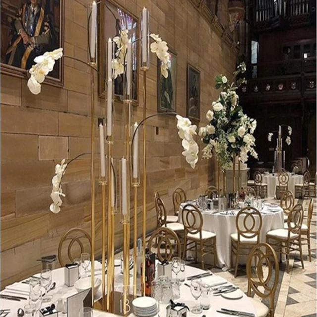 

Золото Хрустальный подсвечник с украшением в виде кристаллов канделябры Свадебные подсвечники-Центральные элементы обеденный стол со свечами украшения yudao133