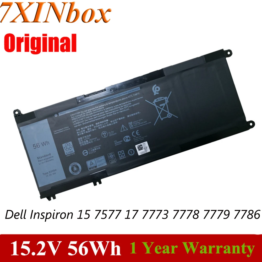 Jpyuasa 15.2 v 56wh 33ydh Pvht1 15 7577 17 99nf2 Bateria do Portátil para Dell Inspiron 7773 7778 7779 7786 3579 5587 7588 3590 3779