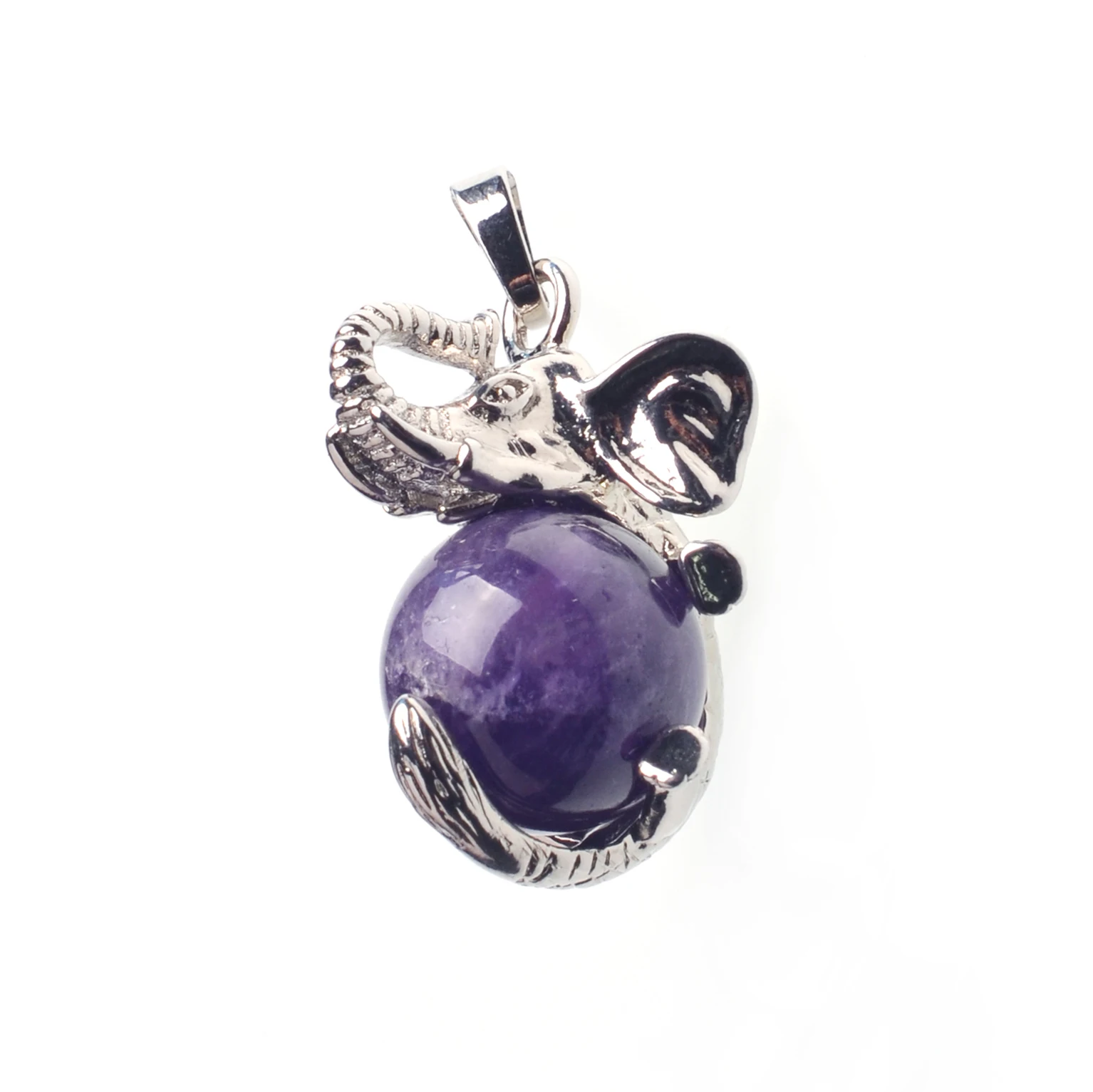 Amethyst SEVSNESTONE ожерелье Подвесной Рейки Чакра 16 мм натуральный камень бусины Слон цинковый сплав Подвески для женщин женские ювелирные изделия - Окраска металла: Amethyst