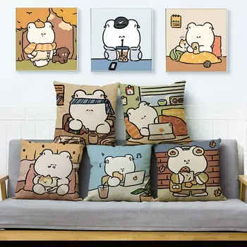 

Cute Cartoon Colorful Cat Print Cushion Cover Pillowcase for Sofa Home Car Decor