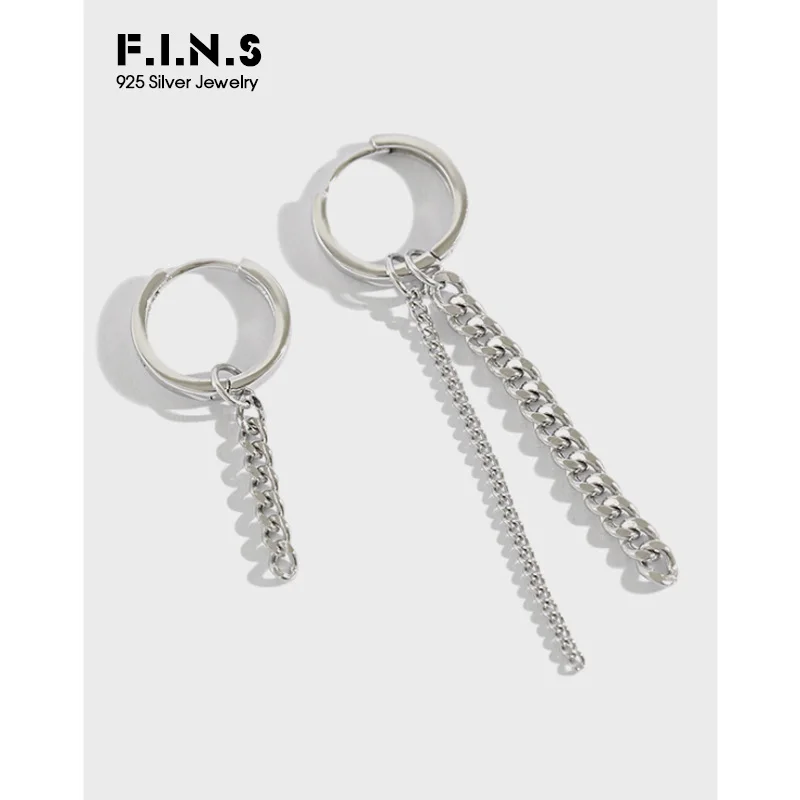 Женские ассиметричные серьги F.I.N.S длинные с подвесками из стерлингового серебра
