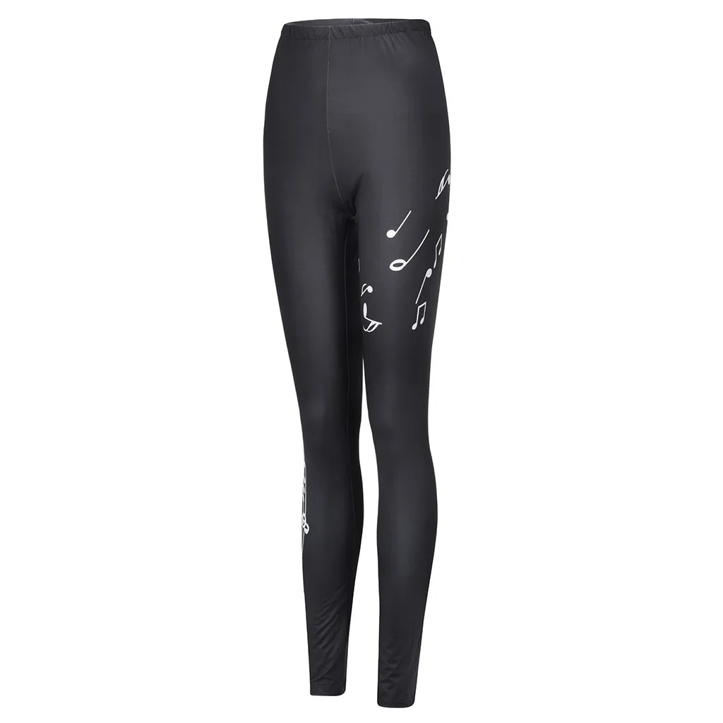 Womail Music Note Printing Leggings Women Running Pants Black High Waist Leggings Sport Pants Plus Size Femme Pants Pantalones