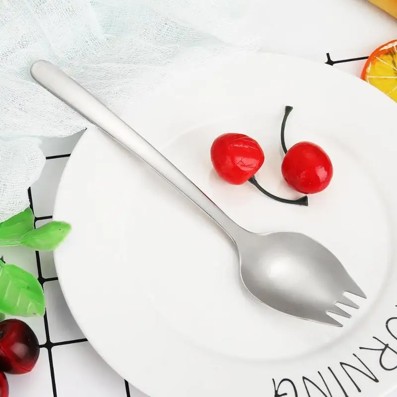 Stainless Steel 2 in 1 Spoon Fork Portable Tableware Exquisite for Outdoor Camping Picnic Home Furnishing Essential Supplies
