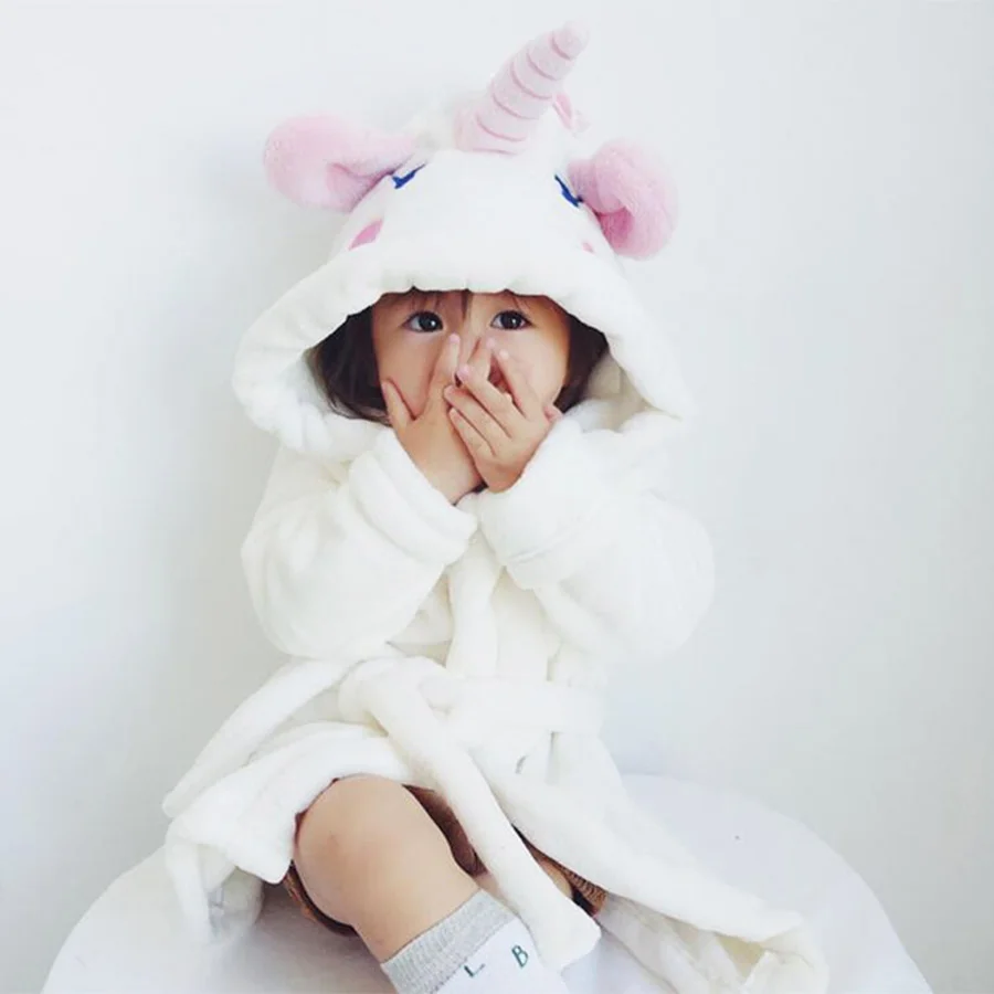 

unicorn Terry bathrobe for girls 2-9 years white pink unicorn baby bathrobe with a hood baby girl winter clothes