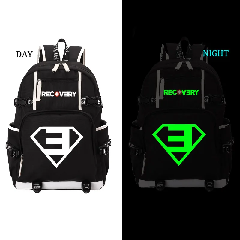 style4 black EMINEM светящийся в темноте Рюкзак Студенческая Школьная Сумка Повседневный рюкзак для мужчин и женщин рюкзак - Цвет: style4 black