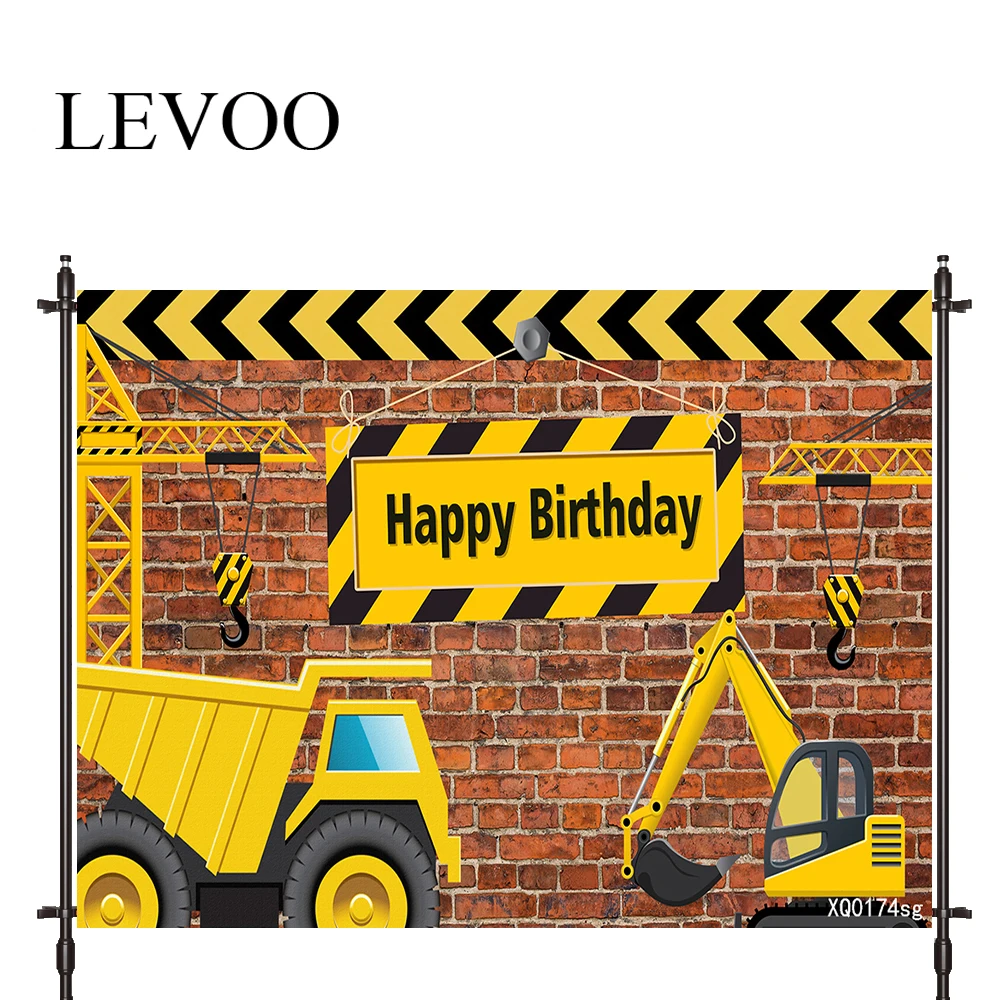 

LEVOO photography background Brick wall building birthday excavator backdrop for photo studio photocall vinyl background