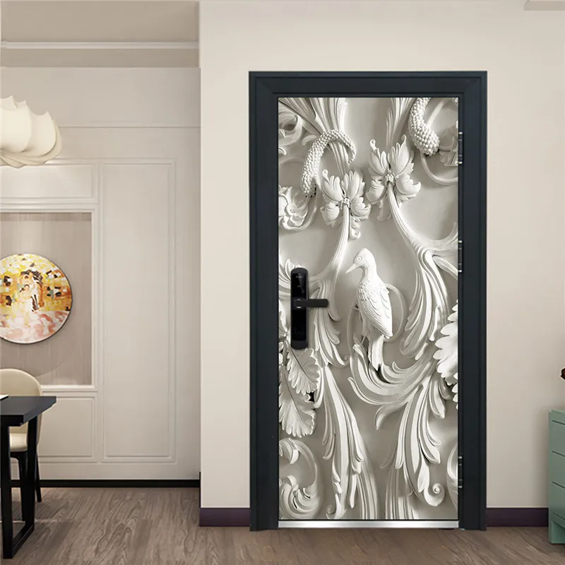 DZMT169 Sticker On The Door Autumn Yellow Tree Wallpaper Natural Landscape Decoration Decal Removable PVC Large Mural Home Decor Poster - Color: DZMT169