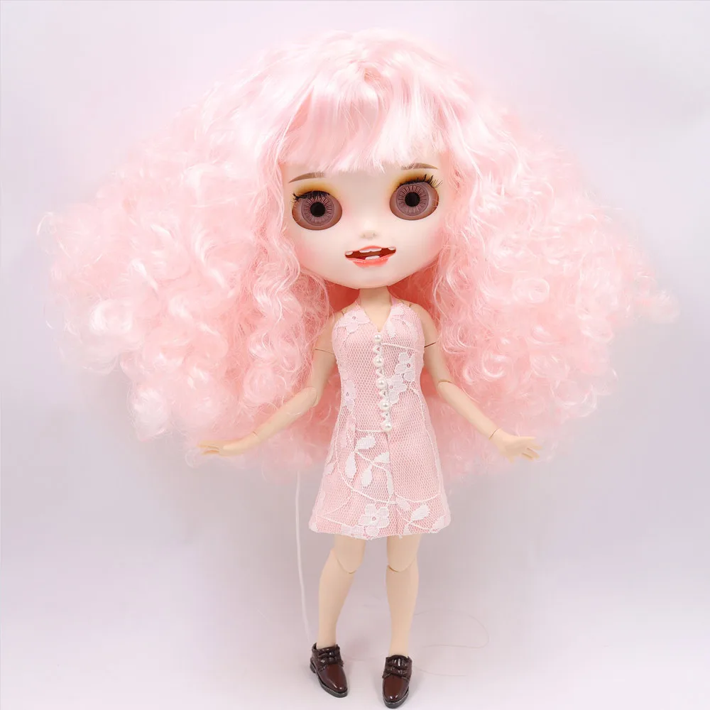 Ледяной обнаженный Blyth кукла No. QE126/300 розовые волосы резные губы открытый рот матовые индивидуальные лица сустава тела 1/6 bjd - Цвет: a set like pic