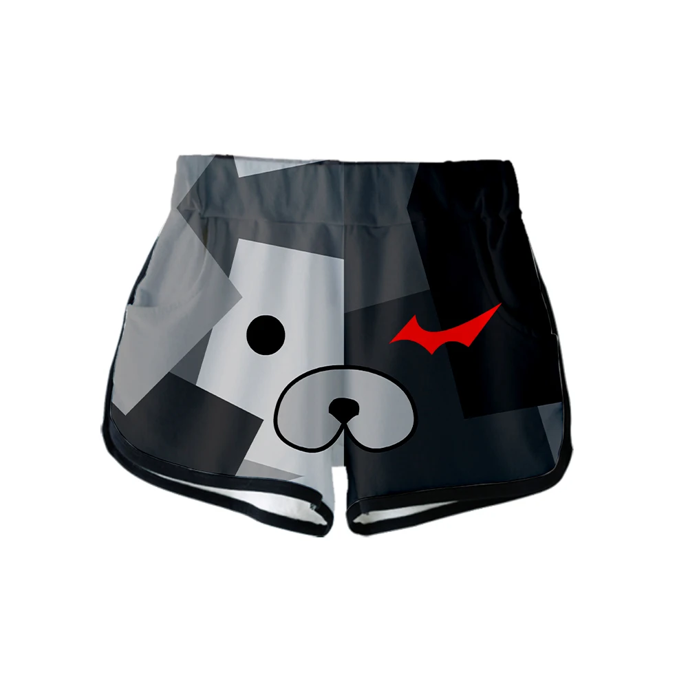 Летние аниме Monokuma 3D шорты Популярные шорты с эластичной талией женские хлопковые 3D шорты в стиле хип-хоп черные белые шорты с медведем
