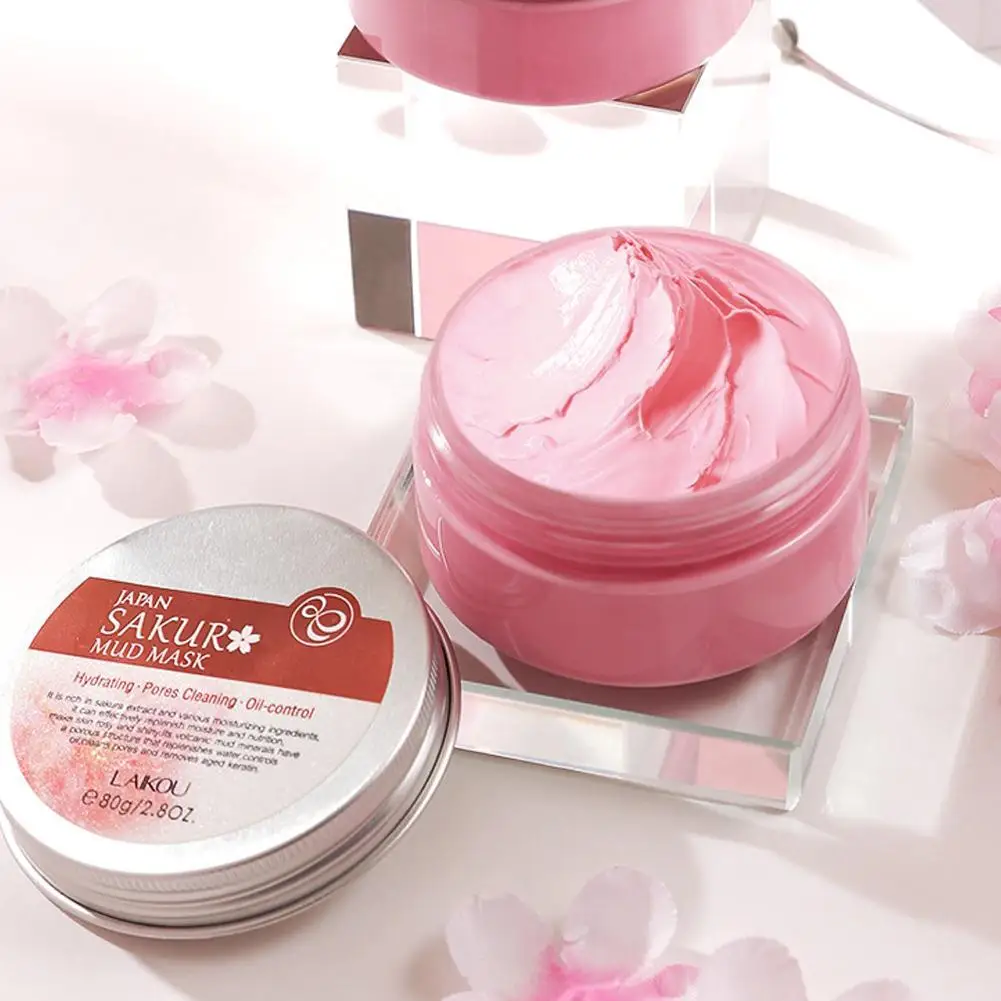 LAIKOU Japan Sakura Clay Mask Deep Cleansing Whitening Repair Skin Mud Korean Face Oil Control Shrink Pores Care Masks | Красота и