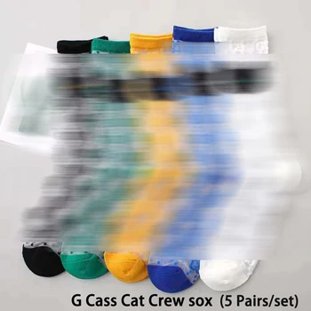 

2020 Women New Cotton Crew Socks Fashion Letter G Glitter Yarn Cass Cat Breathable Soft Casual Street Girl Female Short Sox