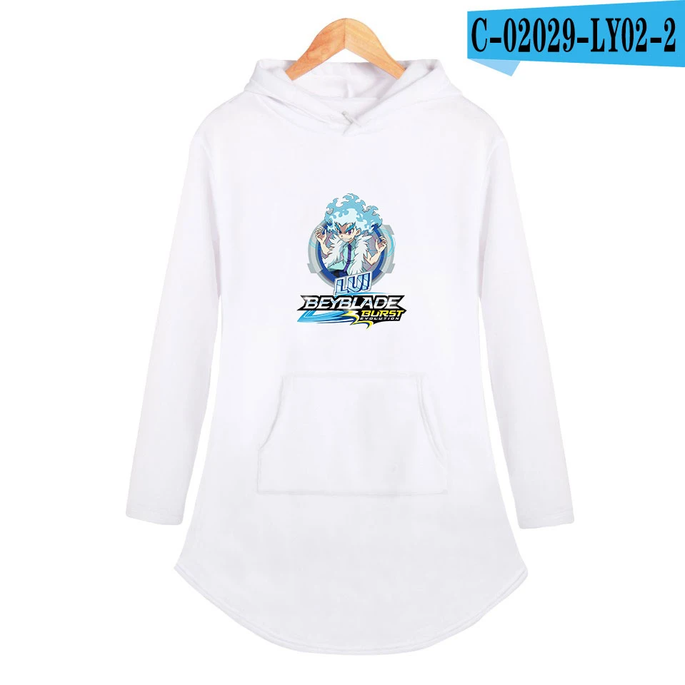 Beyblade Burst Evolution/женские толстовки с принтом, платье, женское модное платье с длинными рукавами, новинка, ms, горячая Распродажа, повседневная одежда - Цвет: white