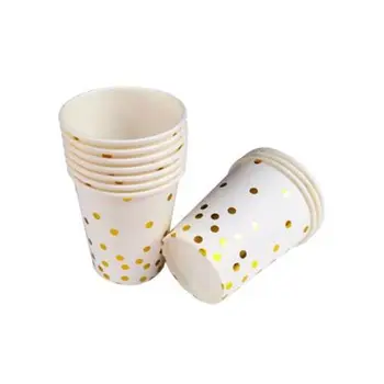 

70 pcs Hot stamping Gold Dot style Disposable Dinnerware Set Service for 10 Guest Holiday Christmas party Celeration Party