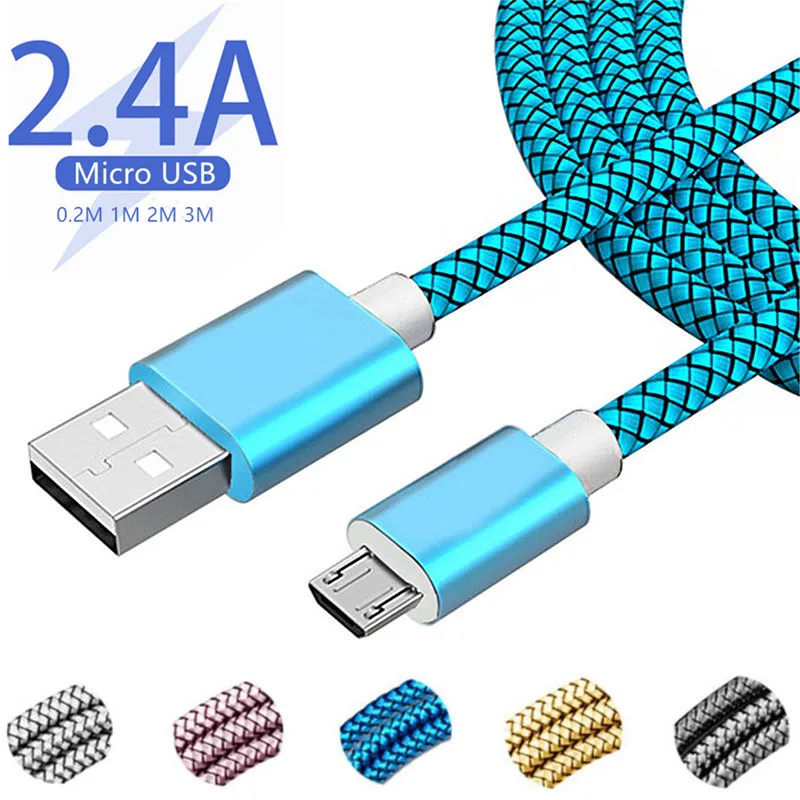 Нейлоновый Плетеный Micro USB кабель 1 м/2 м/3 м для синхронизации данных и зарядки Samsung