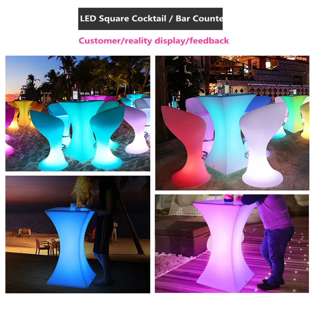 Уличный светодиодный барный Коктейльный столик с подсветкой, перезаряжаемый барный пластиковый стол 110 см X 45 см, коммерческая мебель
