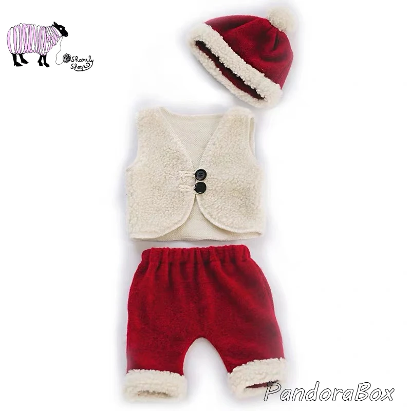 Рождественская Одежда для новорожденных; реквизит для фотосессии для маленьких мальчиков и девочек; Рождественская шапка+ комплект одежды; реквизит; аксессуары для фотосессии; костюм - Цвет: Красный