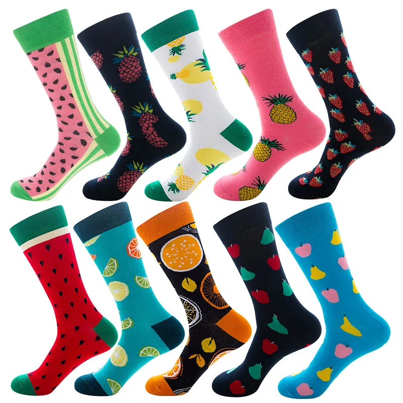 

Men's Happy Gift Cotton Socks Brand Quality Watermelon Pineapple Strawberry Lemon Cherry Socks Men FOR spring autumn winter