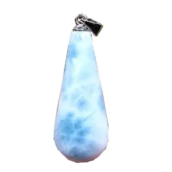 

Top Natural Blue Larimar Pendant Jewelry For Woman Lady Man 24x11x6mm Beads Dominica Crystal Clear Water Pattern Gemstone AAAAA