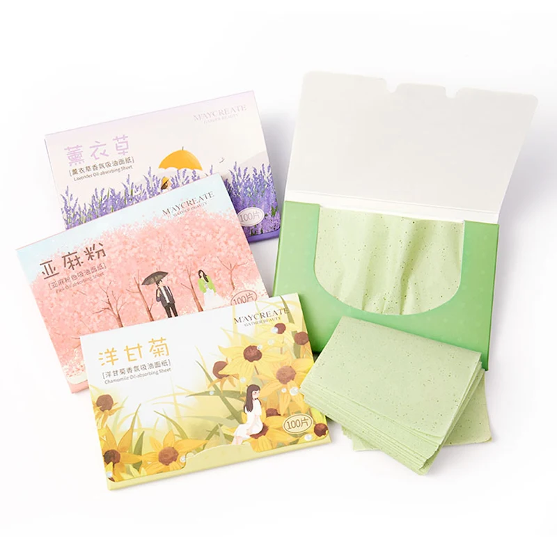 face oil absorbing paper 100Sheets Face Oil Absorbing Paper Mint Bamboo Charcoal Pink Chamomile Oil Control Plant Fibres Blotting Makeup Tools TSLM1