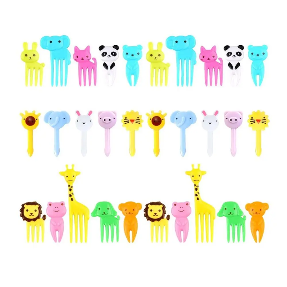 

10/30PCS Reusable Mini Food Forks Vegetable Crockery Toddler Kids Food Picks Cartoon Animal Farm Toothpicks Children Fruit Forks