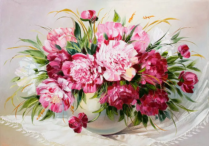 Diamond Painting Flower Peonies 5d Diy Mosaic Full Square Round Drill Diamant Of Rhinestone Daimond Embroidery Pictures Sale | Дом и сад