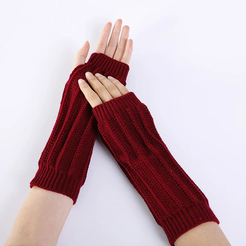Half Finger Knitted Gloves Female Jacquard Hanging Wood Fashion  Fingerless Knitting Gloves Warm Arm Sleeve Unisex G-23