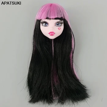 

1/6 BJD Doll Head for Monster High Doll Make-up Heads for Monster Doll Soft Plastic DIY Toy Make Up Doll Head with Long Wig Hair