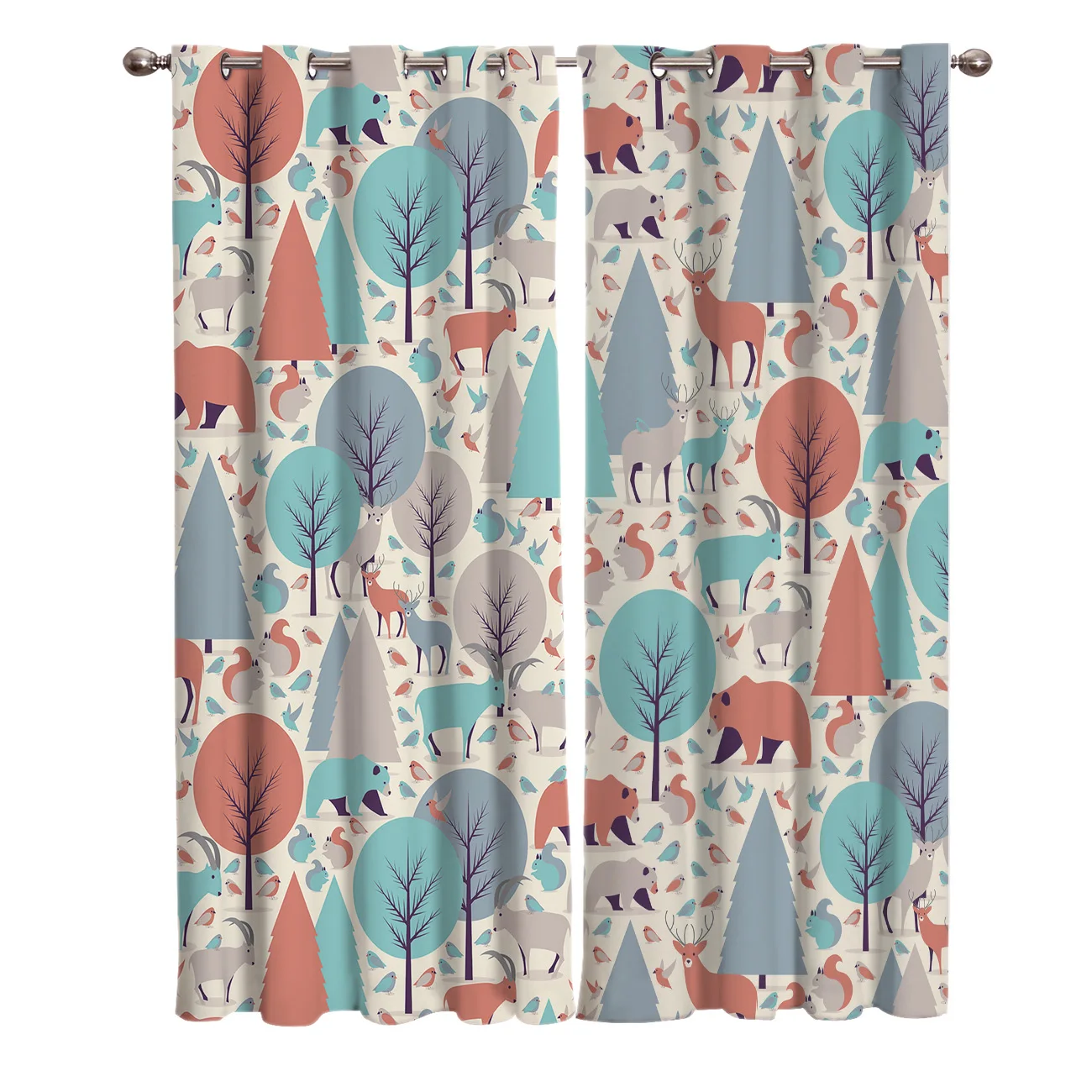 

Christmas Themed Forest Animals Window Curtains Curtains for Living Room Decorative Items Living Room