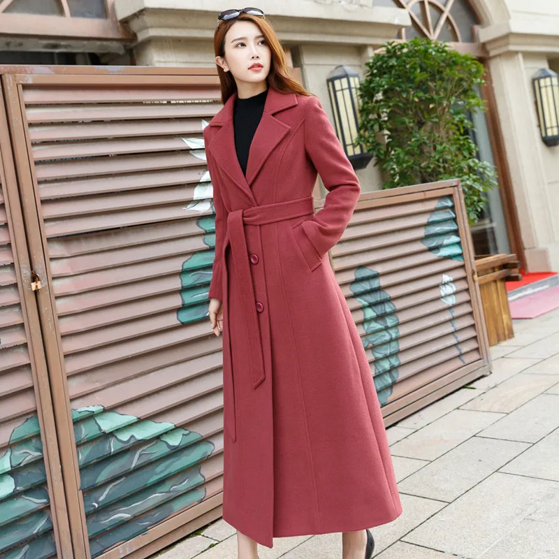 Осенне-зимняя ветровка большого размера, шерстяное пальто, корейское тонкое темпераментное длинное пальто, Высококачественная Женская шерстяная куртка, пальто 5XL