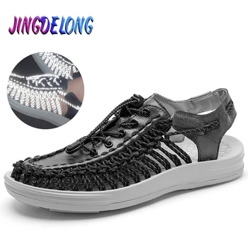 

2020 Fashion Mens Sandals Summer Reflective Design Mens Gladiator Sandals Handmade Weaving Men Beach Sandals Outdoor Men Shoes