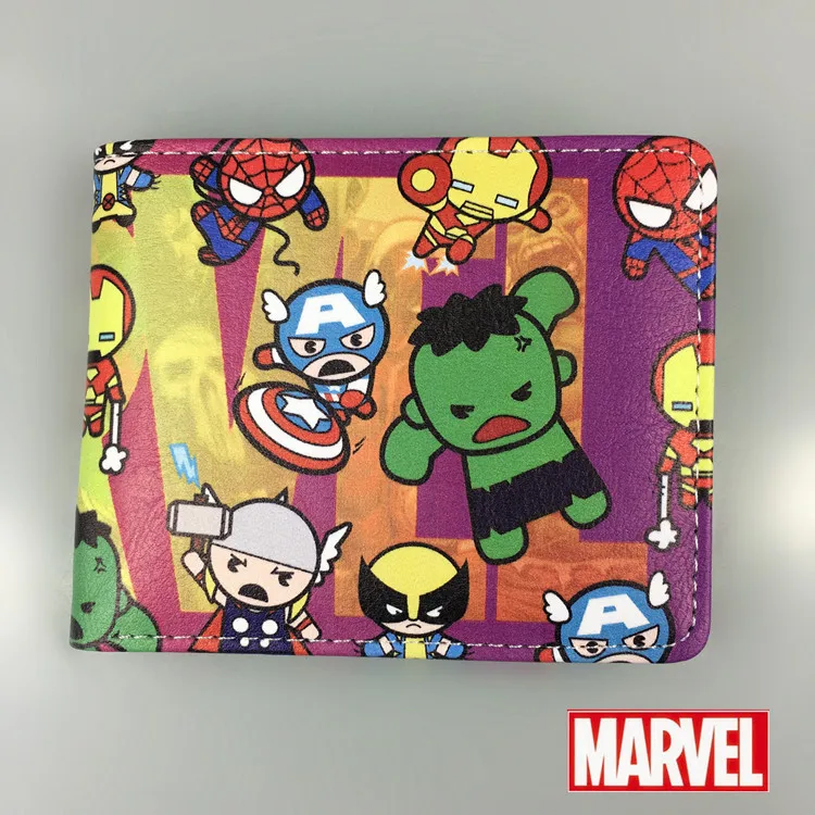 Горячая аниме-кошелек герой комиксов Marvel гражданская война Железный человек Чехол-бумажник с рисунком флеш-накопителей “Мстители” Капитан Америка "Человек-паук" для учащихся Короткие Кошельки - Цвет: J