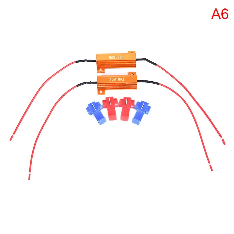 2pcs 6/8Ohm 50W алюминиевый корпус высокой мощности декодер резистор для Светодиодный нагрузочный резистор лампа - Цвет: 8 Ohm red blue